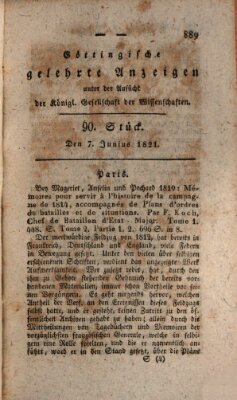 Göttingische gelehrte Anzeigen (Göttingische Zeitungen von gelehrten Sachen) Donnerstag 7. Juni 1821