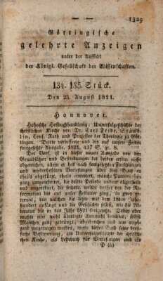 Göttingische gelehrte Anzeigen (Göttingische Zeitungen von gelehrten Sachen) Donnerstag 23. August 1821