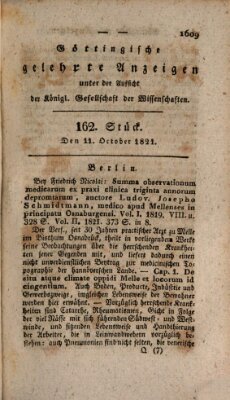 Göttingische gelehrte Anzeigen (Göttingische Zeitungen von gelehrten Sachen) Donnerstag 11. Oktober 1821