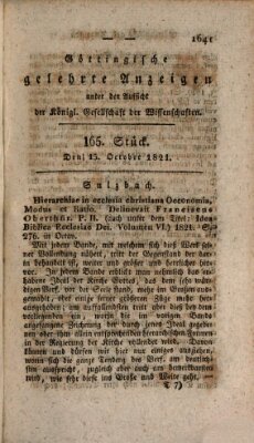 Göttingische gelehrte Anzeigen (Göttingische Zeitungen von gelehrten Sachen) Montag 15. Oktober 1821