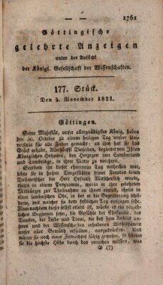 Göttingische gelehrte Anzeigen (Göttingische Zeitungen von gelehrten Sachen) Montag 5. November 1821