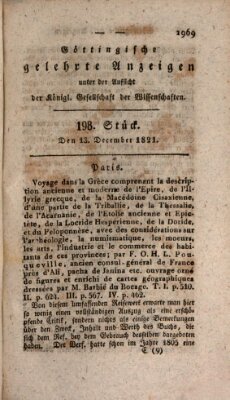 Göttingische gelehrte Anzeigen (Göttingische Zeitungen von gelehrten Sachen) Donnerstag 13. Dezember 1821