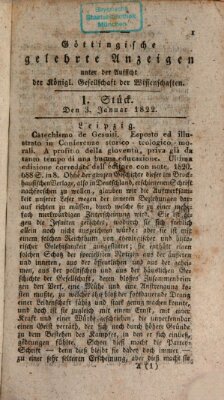 Göttingische gelehrte Anzeigen (Göttingische Zeitungen von gelehrten Sachen) Donnerstag 3. Januar 1822