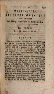 Göttingische gelehrte Anzeigen (Göttingische Zeitungen von gelehrten Sachen) Samstag 26. Januar 1822