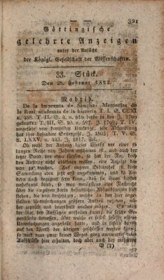 Göttingische gelehrte Anzeigen (Göttingische Zeitungen von gelehrten Sachen) Donnerstag 28. Februar 1822