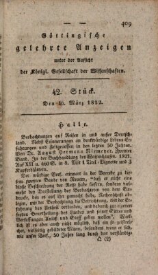 Göttingische gelehrte Anzeigen (Göttingische Zeitungen von gelehrten Sachen) Samstag 16. März 1822