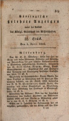 Göttingische gelehrte Anzeigen (Göttingische Zeitungen von gelehrten Sachen) Montag 1. April 1822