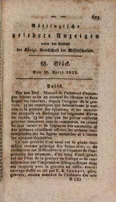 Göttingische gelehrte Anzeigen (Göttingische Zeitungen von gelehrten Sachen) Montag 29. April 1822