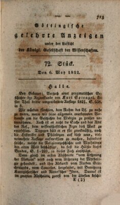 Göttingische gelehrte Anzeigen (Göttingische Zeitungen von gelehrten Sachen) Montag 6. Mai 1822