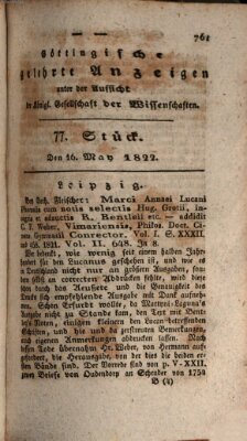 Göttingische gelehrte Anzeigen (Göttingische Zeitungen von gelehrten Sachen) Donnerstag 16. Mai 1822