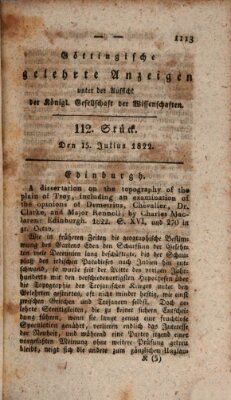 Göttingische gelehrte Anzeigen (Göttingische Zeitungen von gelehrten Sachen) Montag 15. Juli 1822