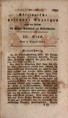 Göttingische gelehrte Anzeigen (Göttingische Zeitungen von gelehrten Sachen) Donnerstag 1. August 1822