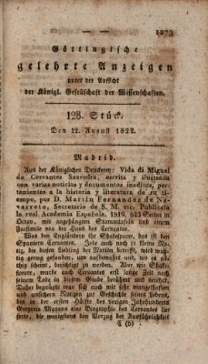 Göttingische gelehrte Anzeigen (Göttingische Zeitungen von gelehrten Sachen) Montag 12. August 1822