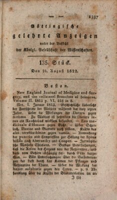 Göttingische gelehrte Anzeigen (Göttingische Zeitungen von gelehrten Sachen) Samstag 24. August 1822