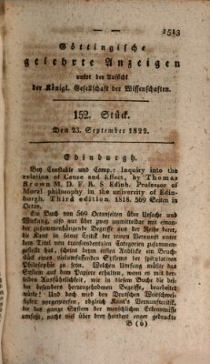 Göttingische gelehrte Anzeigen (Göttingische Zeitungen von gelehrten Sachen) Montag 23. September 1822