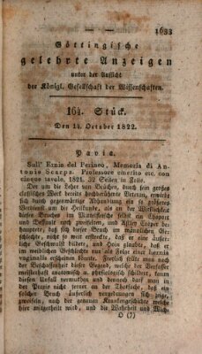 Göttingische gelehrte Anzeigen (Göttingische Zeitungen von gelehrten Sachen) Montag 14. Oktober 1822