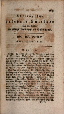 Göttingische gelehrte Anzeigen (Göttingische Zeitungen von gelehrten Sachen) Donnerstag 17. Oktober 1822