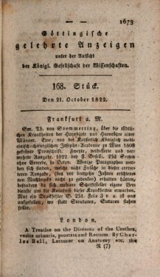 Göttingische gelehrte Anzeigen (Göttingische Zeitungen von gelehrten Sachen) Montag 21. Oktober 1822