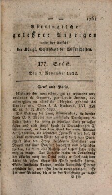 Göttingische gelehrte Anzeigen (Göttingische Zeitungen von gelehrten Sachen) Donnerstag 7. November 1822
