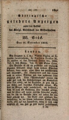 Göttingische gelehrte Anzeigen (Göttingische Zeitungen von gelehrten Sachen) Donnerstag 21. November 1822