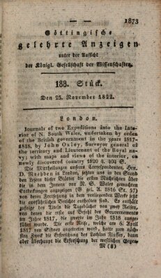 Göttingische gelehrte Anzeigen (Göttingische Zeitungen von gelehrten Sachen) Montag 25. November 1822