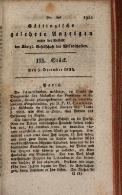 Göttingische gelehrte Anzeigen (Göttingische Zeitungen von gelehrten Sachen) Donnerstag 5. Dezember 1822