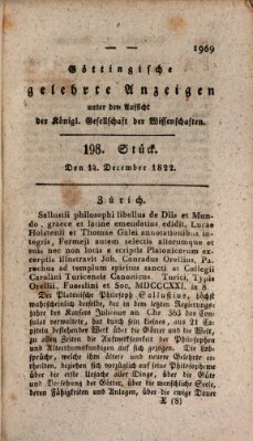 Göttingische gelehrte Anzeigen (Göttingische Zeitungen von gelehrten Sachen) Samstag 14. Dezember 1822