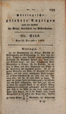 Göttingische gelehrte Anzeigen (Göttingische Zeitungen von gelehrten Sachen) Montag 23. Dezember 1822