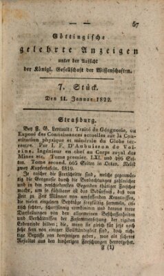 Göttingische gelehrte Anzeigen (Göttingische Zeitungen von gelehrten Sachen) Samstag 11. Januar 1823