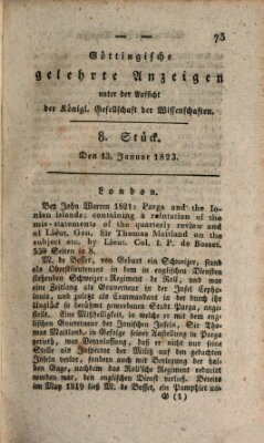 Göttingische gelehrte Anzeigen (Göttingische Zeitungen von gelehrten Sachen) Montag 13. Januar 1823