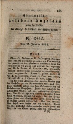 Göttingische gelehrte Anzeigen (Göttingische Zeitungen von gelehrten Sachen) Montag 27. Januar 1823