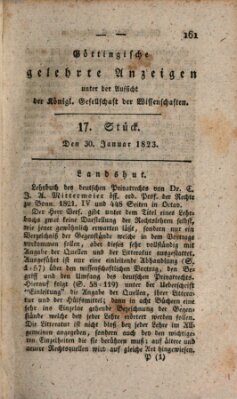 Göttingische gelehrte Anzeigen (Göttingische Zeitungen von gelehrten Sachen) Donnerstag 30. Januar 1823