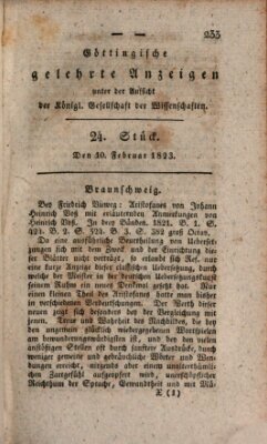 Göttingische gelehrte Anzeigen (Göttingische Zeitungen von gelehrten Sachen) Montag 10. Februar 1823