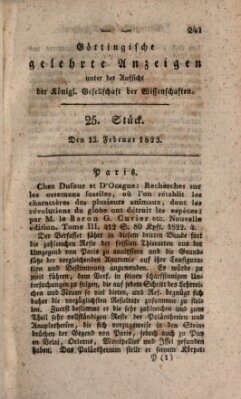 Göttingische gelehrte Anzeigen (Göttingische Zeitungen von gelehrten Sachen) Donnerstag 13. Februar 1823