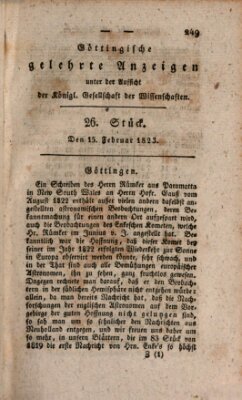 Göttingische gelehrte Anzeigen (Göttingische Zeitungen von gelehrten Sachen) Samstag 15. Februar 1823