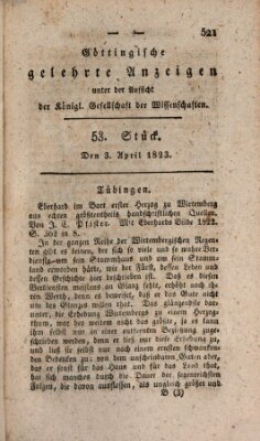 Göttingische gelehrte Anzeigen (Göttingische Zeitungen von gelehrten Sachen) Donnerstag 3. April 1823