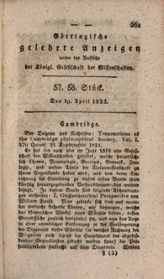 Göttingische gelehrte Anzeigen (Göttingische Zeitungen von gelehrten Sachen) Donnerstag 10. April 1823