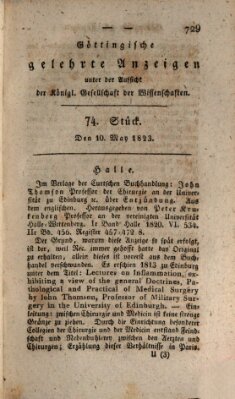 Göttingische gelehrte Anzeigen (Göttingische Zeitungen von gelehrten Sachen) Samstag 10. Mai 1823