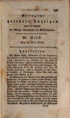 Göttingische gelehrte Anzeigen (Göttingische Zeitungen von gelehrten Sachen) Montag 19. Mai 1823