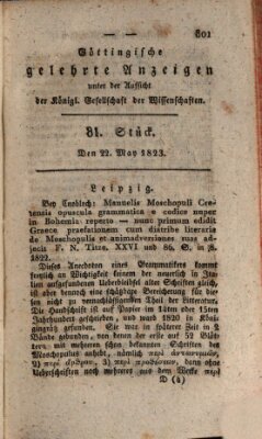 Göttingische gelehrte Anzeigen (Göttingische Zeitungen von gelehrten Sachen) Donnerstag 22. Mai 1823