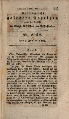 Göttingische gelehrte Anzeigen (Göttingische Zeitungen von gelehrten Sachen) Montag 9. Juni 1823