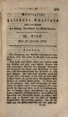 Göttingische gelehrte Anzeigen (Göttingische Zeitungen von gelehrten Sachen) Samstag 21. Juni 1823