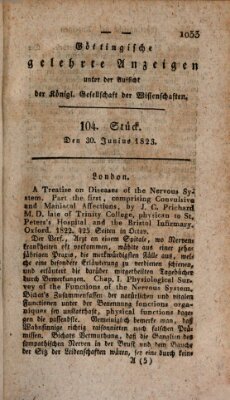 Göttingische gelehrte Anzeigen (Göttingische Zeitungen von gelehrten Sachen) Montag 30. Juni 1823