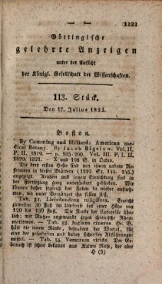 Göttingische gelehrte Anzeigen (Göttingische Zeitungen von gelehrten Sachen) Donnerstag 17. Juli 1823