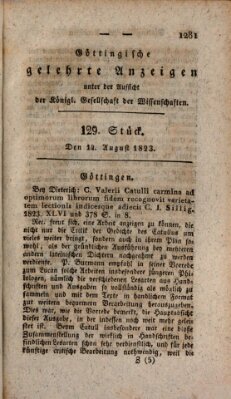 Göttingische gelehrte Anzeigen (Göttingische Zeitungen von gelehrten Sachen) Donnerstag 14. August 1823