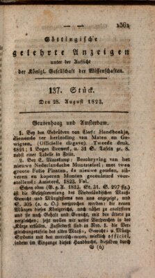 Göttingische gelehrte Anzeigen (Göttingische Zeitungen von gelehrten Sachen) Donnerstag 28. August 1823