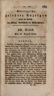 Göttingische gelehrte Anzeigen (Göttingische Zeitungen von gelehrten Sachen) Samstag 30. August 1823