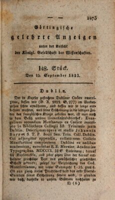 Göttingische gelehrte Anzeigen (Göttingische Zeitungen von gelehrten Sachen) Montag 15. September 1823