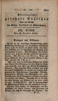 Göttingische gelehrte Anzeigen (Göttingische Zeitungen von gelehrten Sachen) Donnerstag 16. Oktober 1823