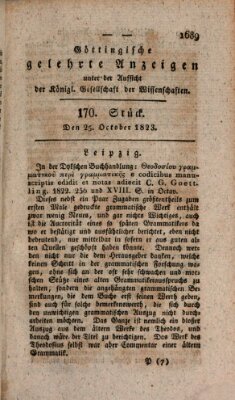 Göttingische gelehrte Anzeigen (Göttingische Zeitungen von gelehrten Sachen) Samstag 25. Oktober 1823